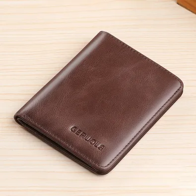 Genuine Leather Ultra-Thin Short Wallet – Minimalist Slim Wallet